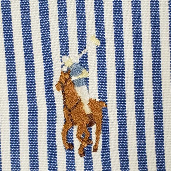 Polo Ralph Lauren Shirt Mens Size XL 16.5 Blue Stripe Button Down Oxford LS - Picture 5 of 10